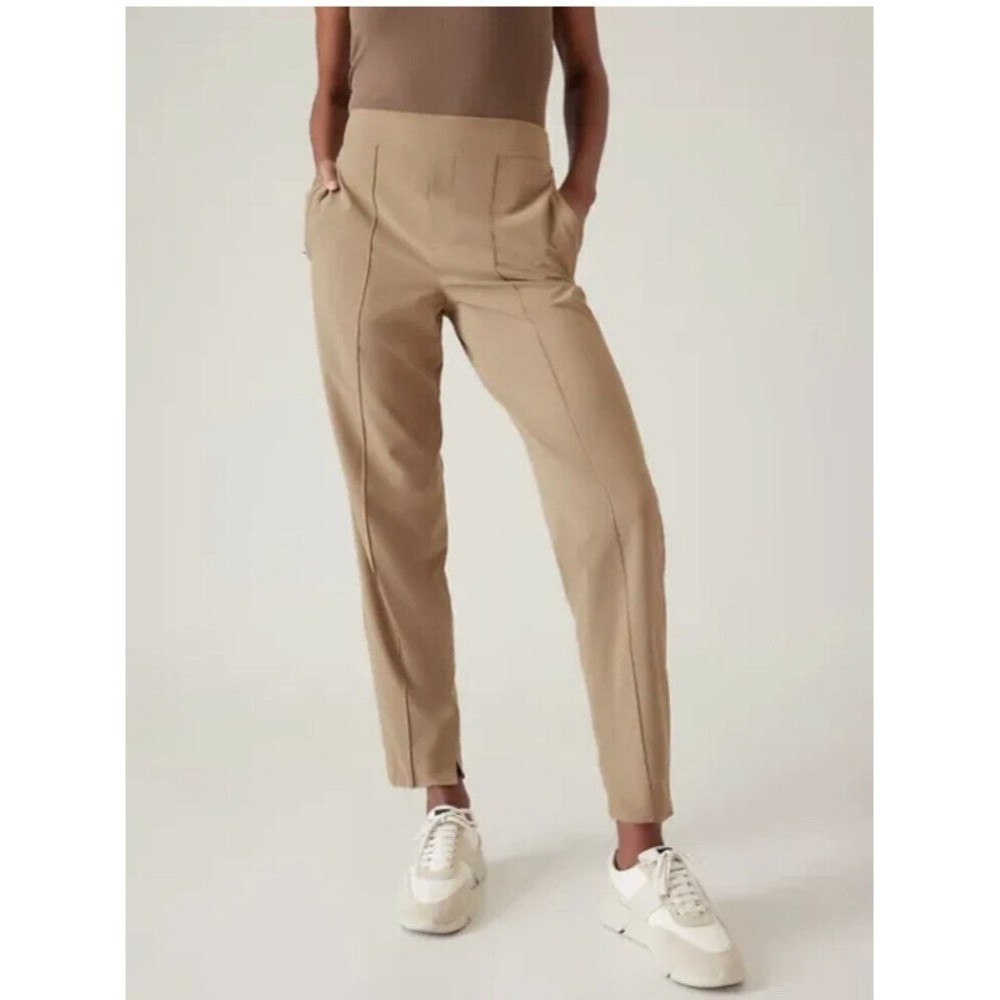 ATHLETA Brooklyn Heights Pant 14 Big Sur Brown Lightweight Pull On Straight Leg